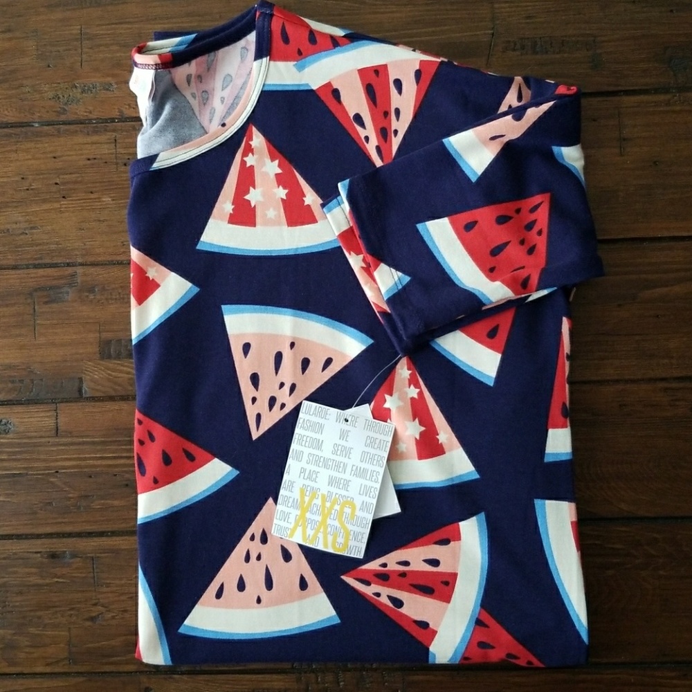 NWT XXS Lularoe Irma Americana Watermelon